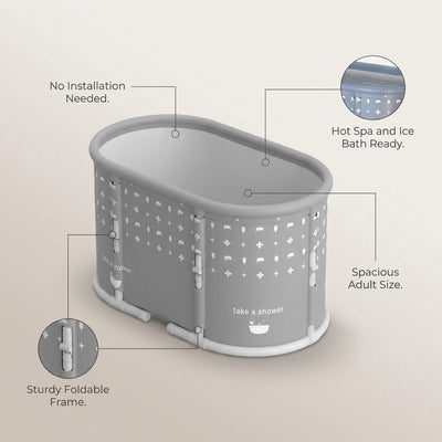 Portable Foldable Bath Tub for Adults No Installation Needed Large Separate Hot SPA Soaking Ice Bathtub Gray