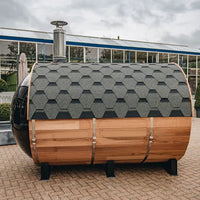 Outdoor Barrel Traditional Steam Cedar Wood Sauna with Wood Burning Stove
