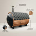 Outdoor Barrel Traditional Steam Cedar Wood Sauna with Wood Burning Stove