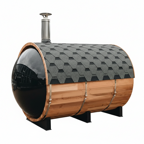 Outdoor Barrel Traditional Steam Cedar Wood Sauna with Wood Burning Stove